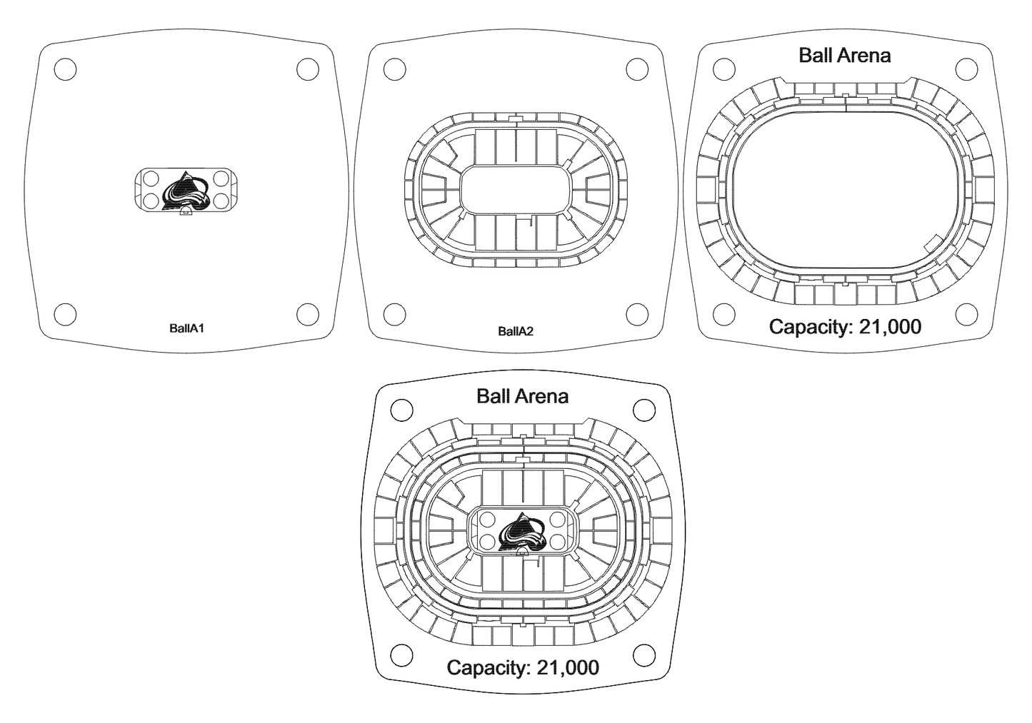 Ball Arena Colorado Avalanche Multi-Layered Stadium Coasters