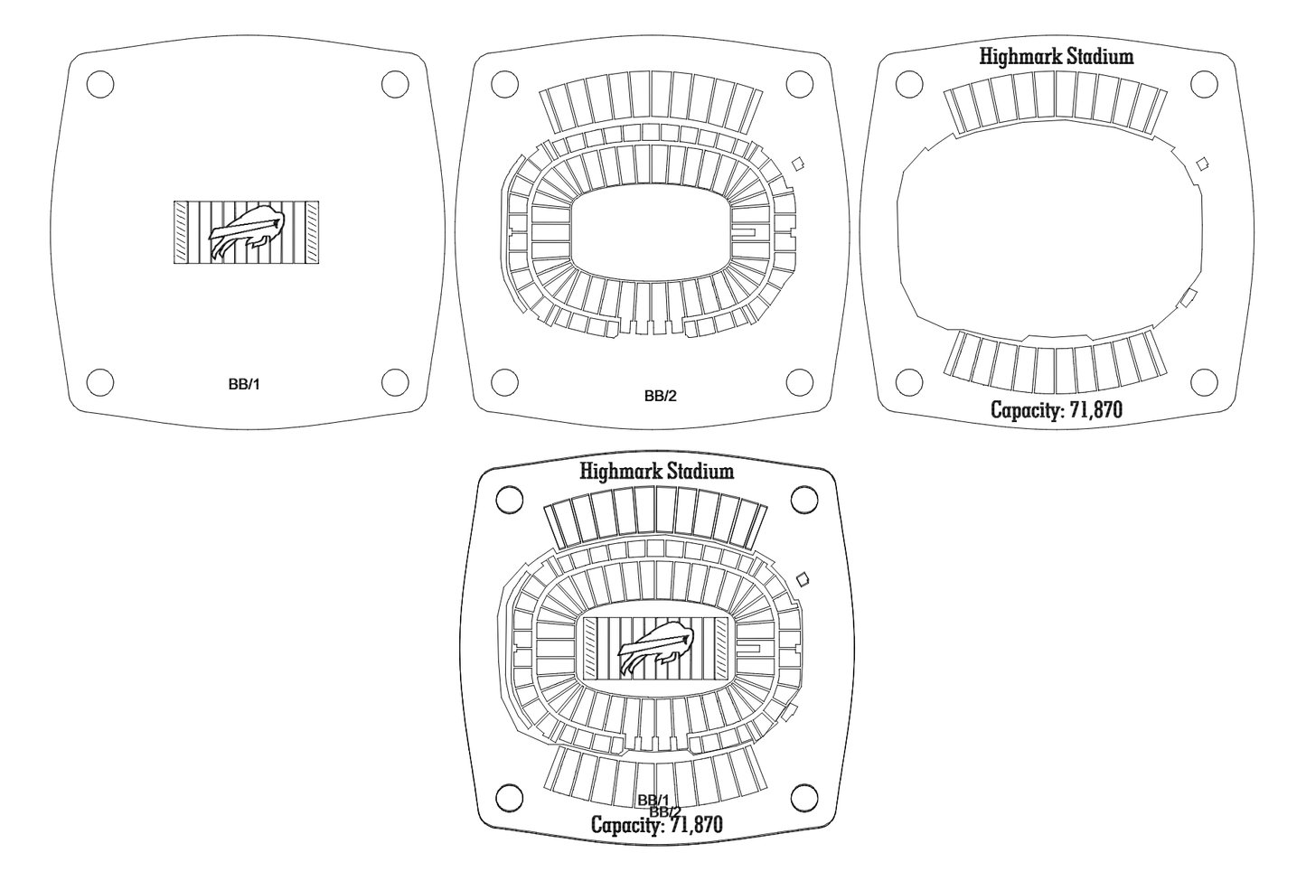Highmark Stadium Multi-Layered Stadium Coasters