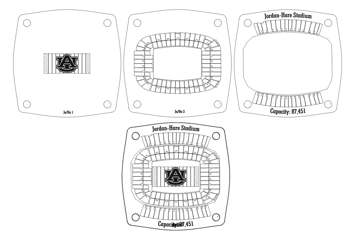 Jordan-Hare Stadium Multi-Layered Stadium Coasters