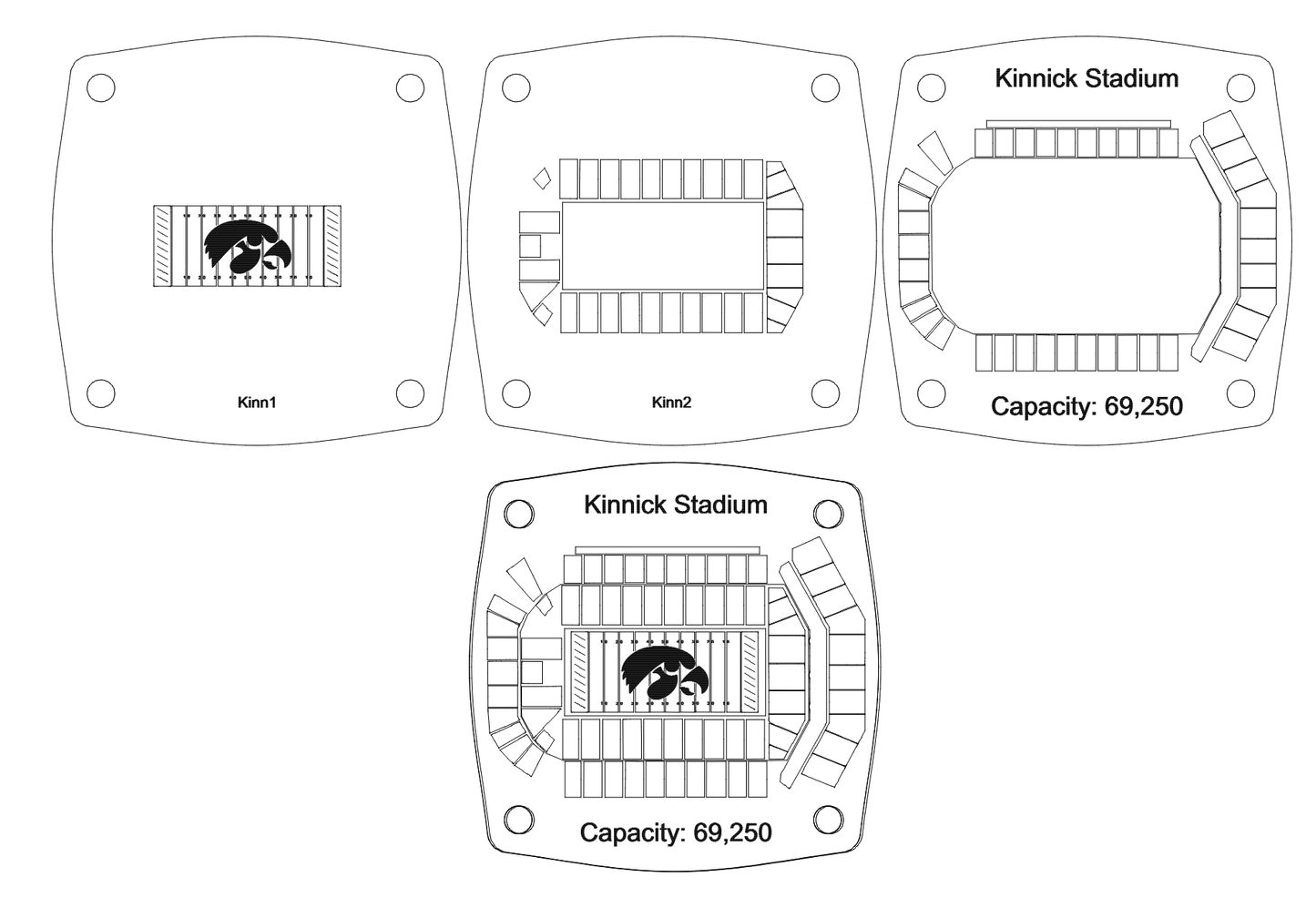 Kinnick Stadium Multi-Layered Stadium Coasters