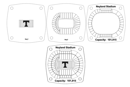 Neyland Stadium Multi-Layered Stadium Coasters