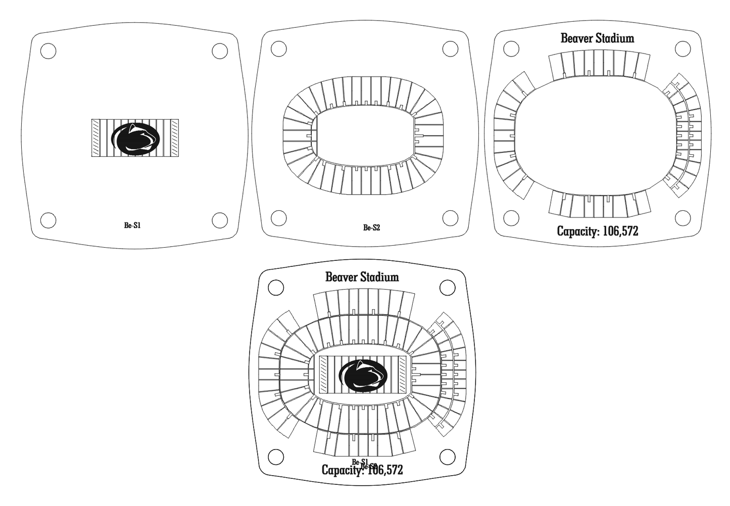 Beaver Stadium Multi-Layered Stadium Coasters